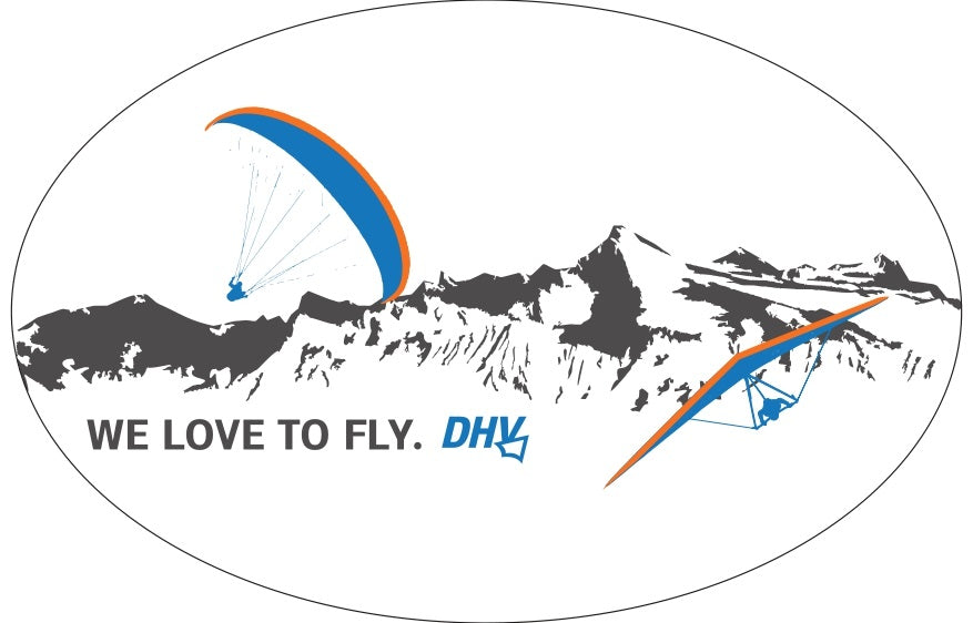 DHV Aufkleber Oval, WE LOVE TO FLY