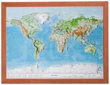 Lade das Bild in den Galerie-Viewer, Welt Reliefkarte A3 mit oder ohne Holzrahmen
